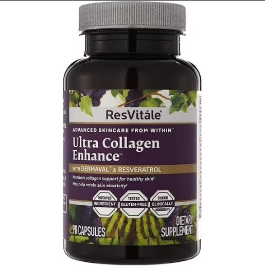 GNC - ResVitále™ 膠原鎖濕精華+白藜蘆醇90粒