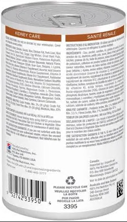 希爾思 犬用 k/d 腎病護理獸醫處方罐頭【雞肉燉蔬菜味】12.5oz